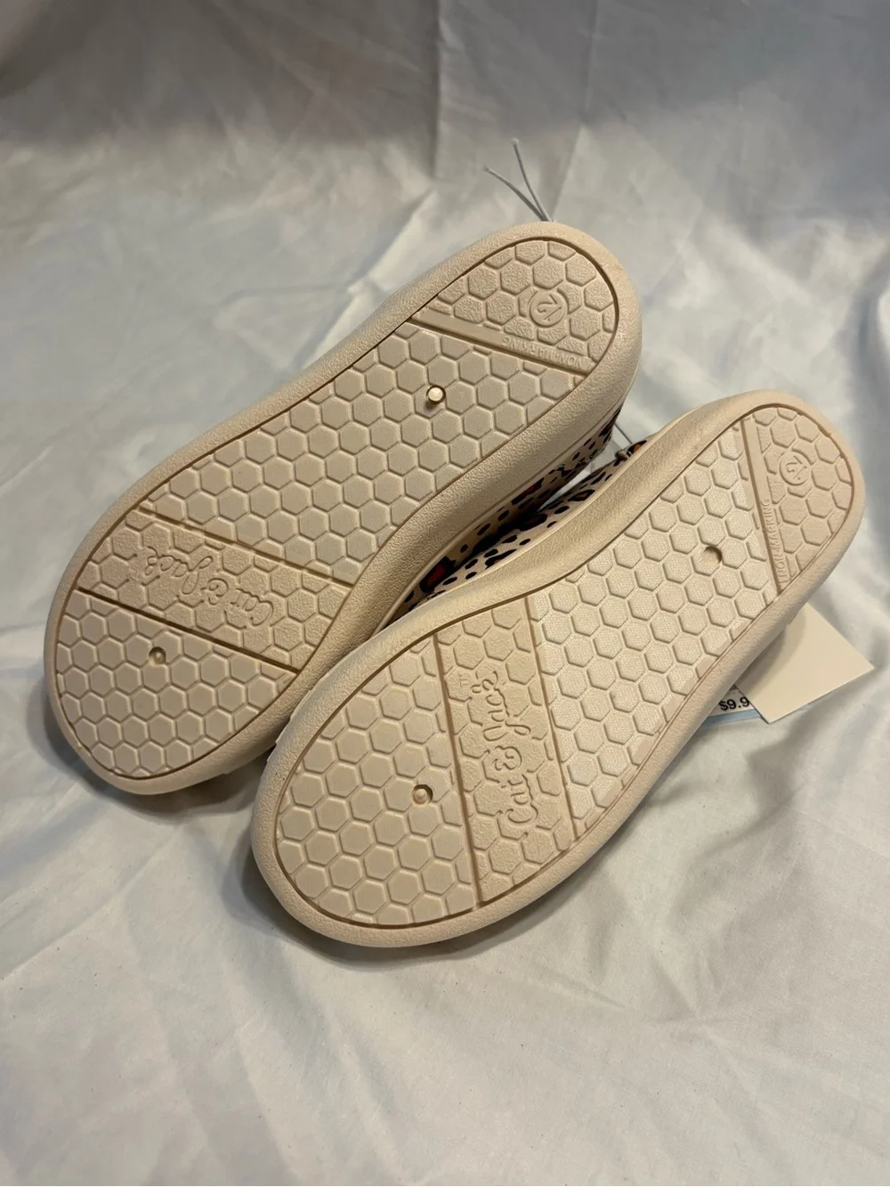 Kids Leopard Print Velcro Sneakers - Beige/Tan